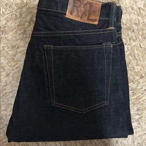 RRL Dark Denim Jeans high Slim once Wash zip up men's jeans New
